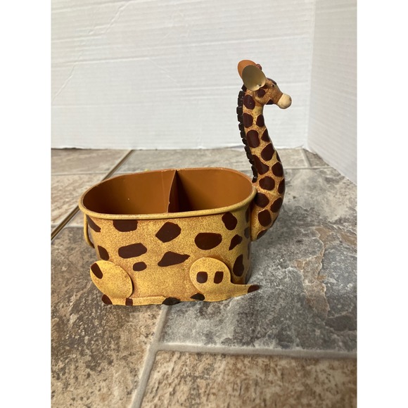 Metal Giraffe Planter Pot Holder Organizer Desk Decor Safari Jungle - Picture 1 of 8